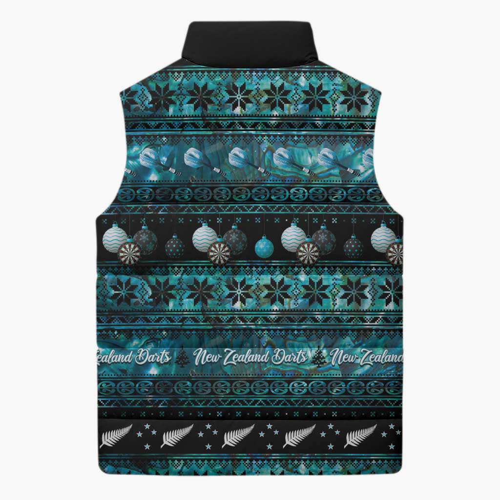 New Zealand Darts Christmas Sleeveless Puffer Jacket Merry Xmas Aotearoa Maori Paua Shell LT14 - Polynesian Pride