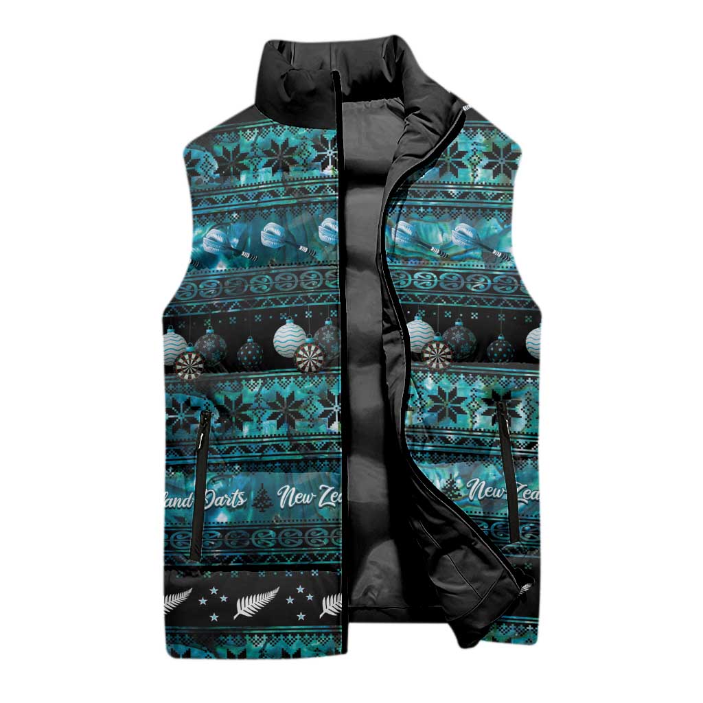 New Zealand Darts Christmas Sleeveless Puffer Jacket Merry Xmas Aotearoa Maori Paua Shell LT14 - Polynesian Pride