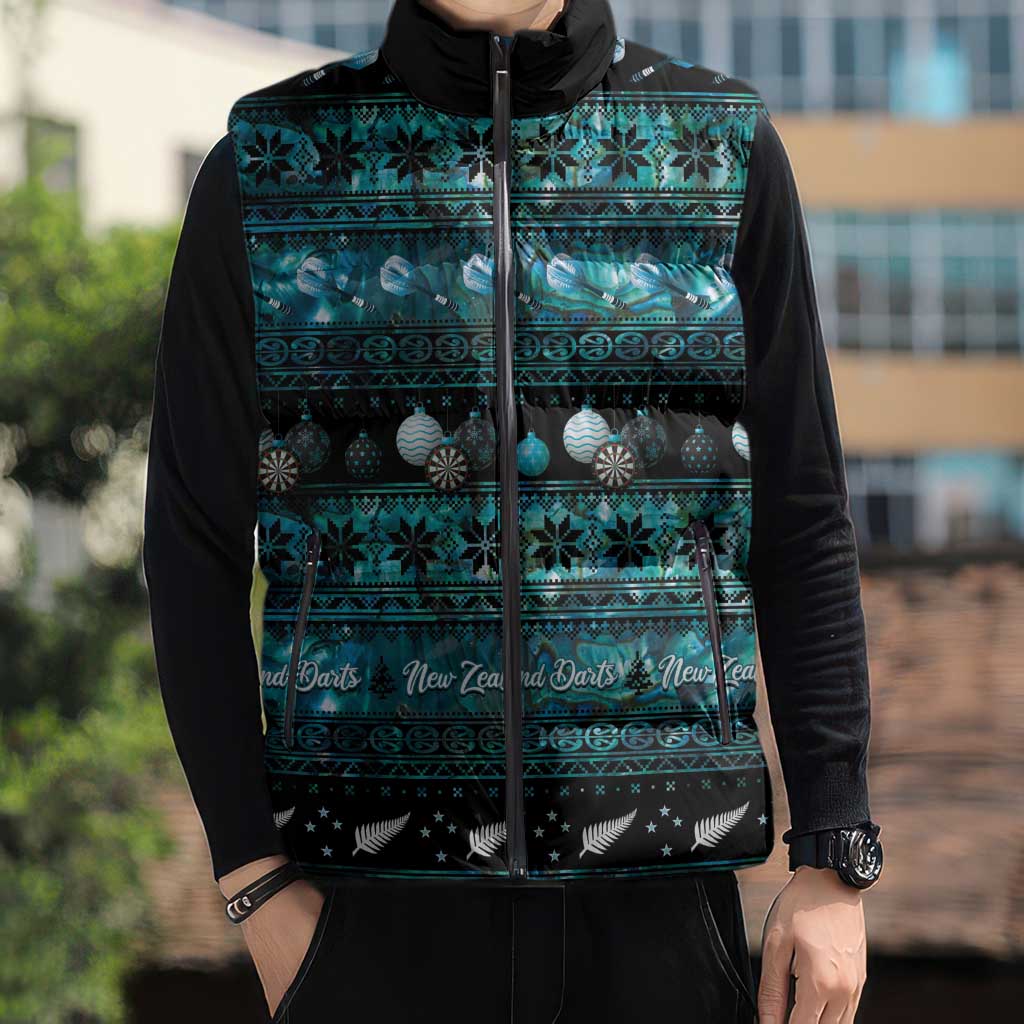New Zealand Darts Christmas Sleeveless Puffer Jacket Merry Xmas Aotearoa Maori Paua Shell LT14 - Polynesian Pride