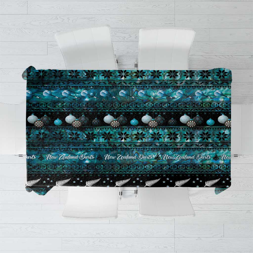 New Zealand Darts Christmas Tablecloth Merry Xmas Aotearoa Maori Paua Shell LT14 Cyan - Polynesian Pride