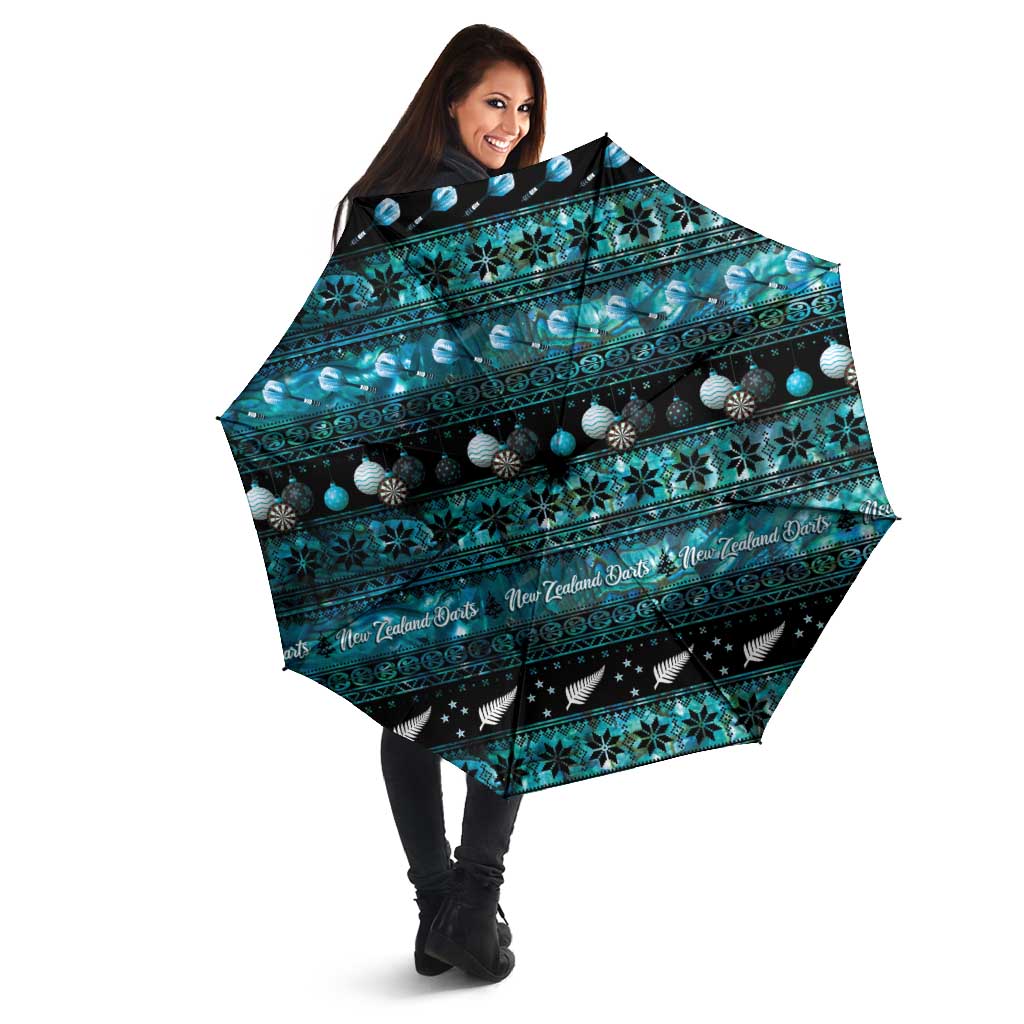 New Zealand Darts Christmas Umbrella Merry Xmas Aotearoa Maori Paua Shell LT14 - Polynesian Pride