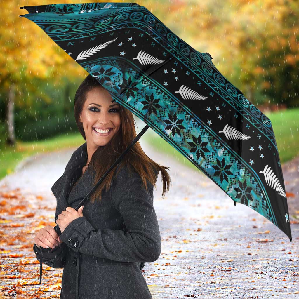 New Zealand Darts Christmas Umbrella Merry Xmas Aotearoa Maori Paua Shell LT14 - Polynesian Pride