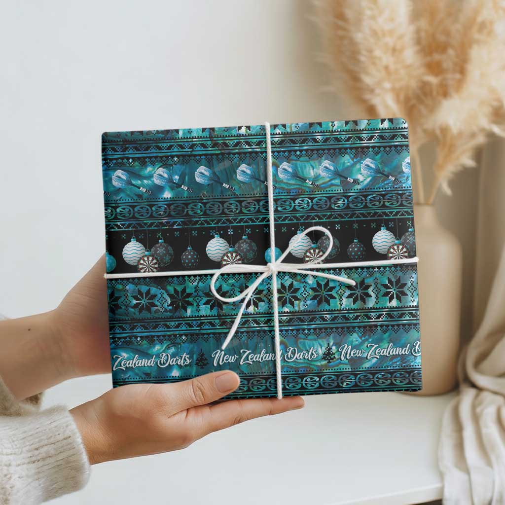 New Zealand Darts Christmas Wrapping Paper Merry Xmas Aotearoa Maori Paua Shell LT14 - Polynesian Pride