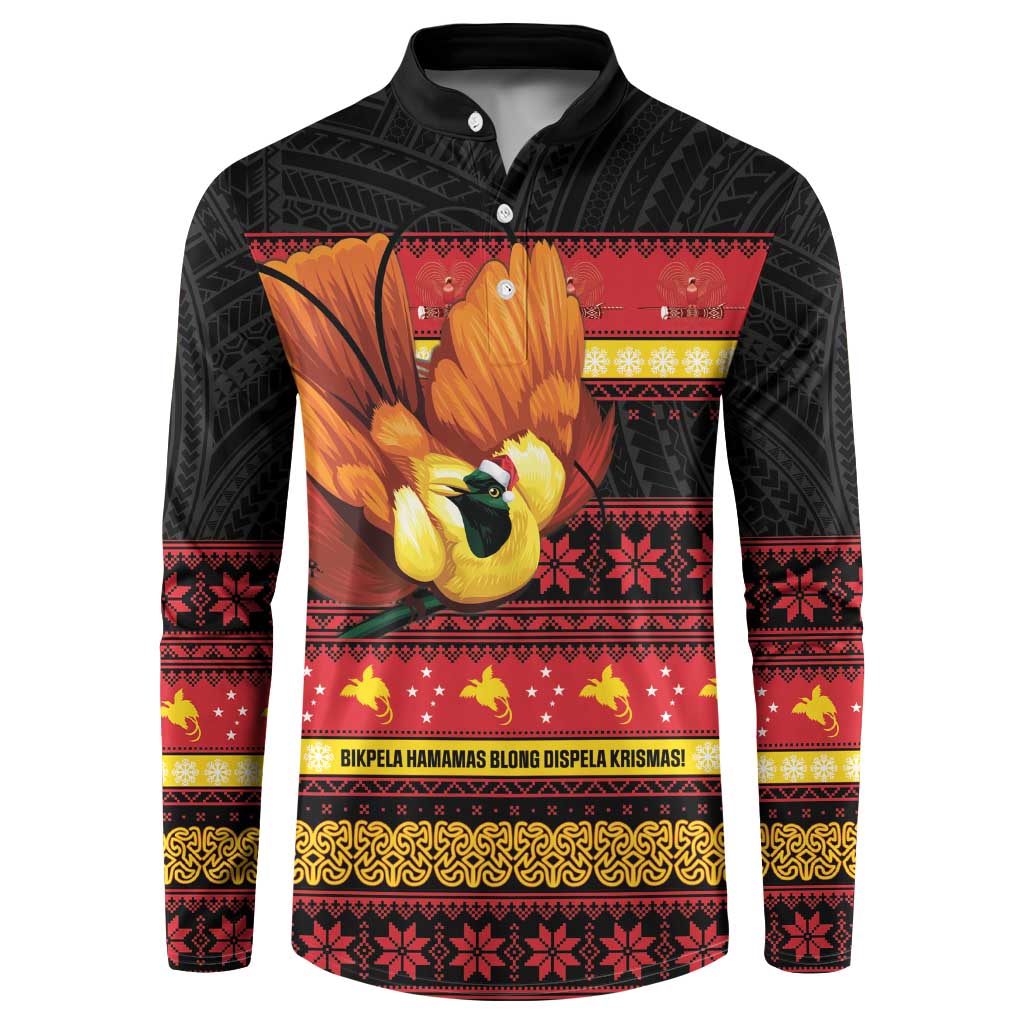Papua New Guinea Christmas Button Sweatshirt Bikpela hamamas blong dispela Krismas LT14 Red - Polynesian Pride