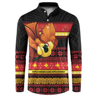 Papua New Guinea Christmas Button Sweatshirt Bikpela hamamas blong dispela Krismas LT14 Red - Polynesian Pride