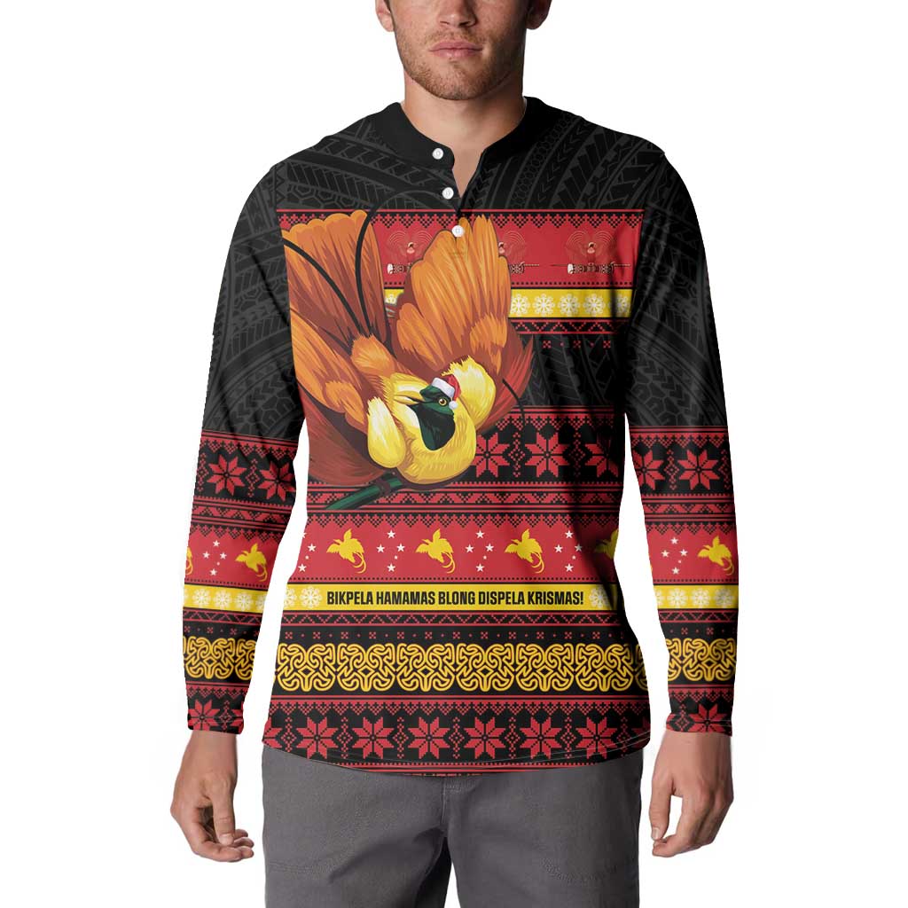 Papua New Guinea Christmas Button Sweatshirt Bikpela hamamas blong dispela Krismas LT14 - Polynesian Pride