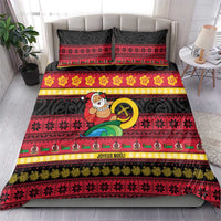 Vanuatu Christmas Bedding Set Joyeux Noel Surfing Santa With Boar Tusk LT14 - Polynesian Pride