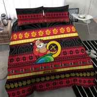 Vanuatu Christmas Bedding Set Joyeux Noel Surfing Santa With Boar Tusk LT14 - Polynesian Pride