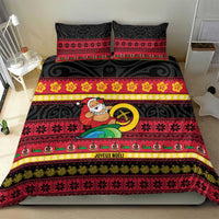 Vanuatu Christmas Bedding Set Joyeux Noel Surfing Santa With Boar Tusk LT14 - Polynesian Pride