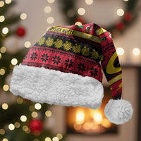 Vanuatu Christmas Santa Hat Joyeux Noel Surfing Santa With Boar Tusk LT14 With Fur Red - Polynesian Pride