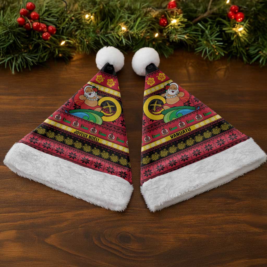 Vanuatu Christmas Santa Hat Joyeux Noel Surfing Santa With Boar Tusk LT14 - Polynesian Pride