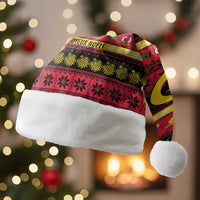 Vanuatu Christmas Santa Hat Joyeux Noel Surfing Santa With Boar Tusk LT14 Without Fur Red - Polynesian Pride