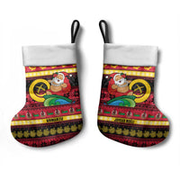 Vanuatu Christmas Stocking Joyeux Noel Surfing Santa With Boar Tusk LT14 - Polynesian Pride