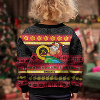Vanuatu Christmas Kid Ugly Christmas Sweater Joyeux Noel Surfing Santa With Boar Tusk LT14 - Polynesian Pride