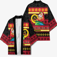 Vanuatu Christmas Kimono Joyeux Noel Surfing Santa With Boar Tusk LT14 - Polynesian Pride