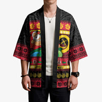 Vanuatu Christmas Kimono Joyeux Noel Surfing Santa With Boar Tusk LT14 - Polynesian Pride