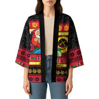 Vanuatu Christmas Kimono Joyeux Noel Surfing Santa With Boar Tusk LT14 - Polynesian Pride