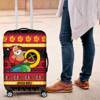 Vanuatu Christmas Luggage Cover Joyeux Noel Surfing Santa With Boar Tusk LT14 Red - Polynesian Pride
