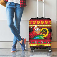 Vanuatu Christmas Luggage Cover Joyeux Noel Surfing Santa With Boar Tusk LT14 - Polynesian Pride