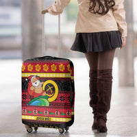 Vanuatu Christmas Luggage Cover Joyeux Noel Surfing Santa With Boar Tusk LT14 - Polynesian Pride