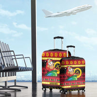 Vanuatu Christmas Luggage Cover Joyeux Noel Surfing Santa With Boar Tusk LT14 - Polynesian Pride