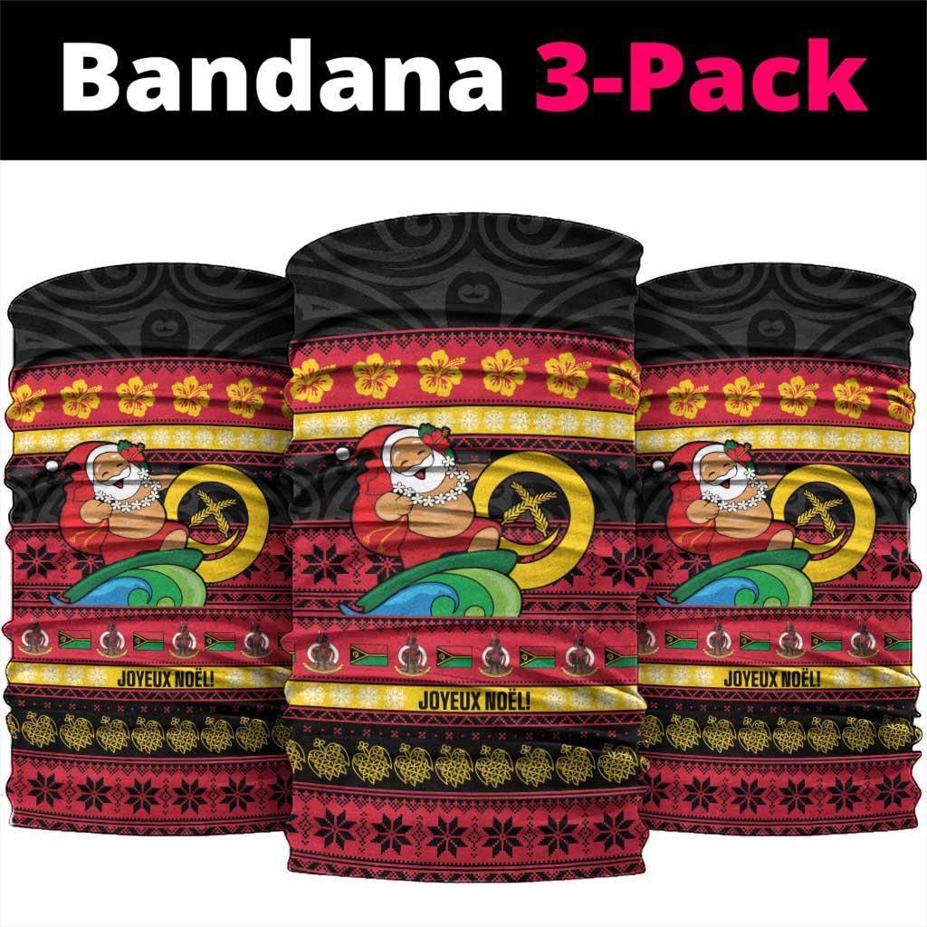 Vanuatu Christmas Neck Gaiter Joyeux Noel Surfing Santa With Boar Tusk LT14 package One Size: 25*50cm Red - Polynesian Pride