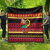 Vanuatu Christmas Quilt Joyeux Noel Surfing Santa With Boar Tusk LT14 - Polynesian Pride