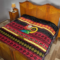 Vanuatu Christmas Quilt Joyeux Noel Surfing Santa With Boar Tusk LT14 - Polynesian Pride