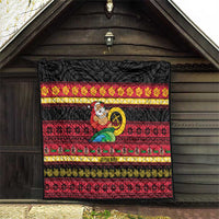 Vanuatu Christmas Quilt Joyeux Noel Surfing Santa With Boar Tusk LT14 - Polynesian Pride