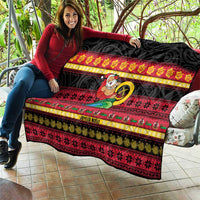 Vanuatu Christmas Quilt Joyeux Noel Surfing Santa With Boar Tusk LT14 - Polynesian Pride