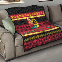 Vanuatu Christmas Quilt Joyeux Noel Surfing Santa With Boar Tusk LT14 - Polynesian Pride