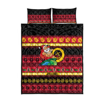 Vanuatu Christmas Quilt Bed Set Joyeux Noel Surfing Santa With Boar Tusk LT14 - Polynesian Pride