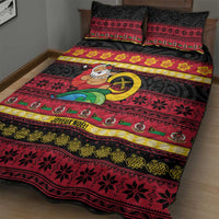 Vanuatu Christmas Quilt Bed Set Joyeux Noel Surfing Santa With Boar Tusk LT14 - Polynesian Pride