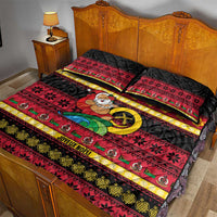 Vanuatu Christmas Quilt Bed Set Joyeux Noel Surfing Santa With Boar Tusk LT14 - Polynesian Pride
