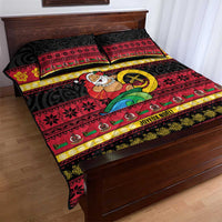Vanuatu Christmas Quilt Bed Set Joyeux Noel Surfing Santa With Boar Tusk LT14 - Polynesian Pride