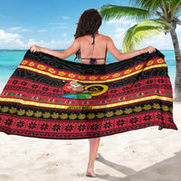 Vanuatu Christmas Sarong Joyeux Noel Surfing Santa With Boar Tusk LT14 - Polynesian Pride