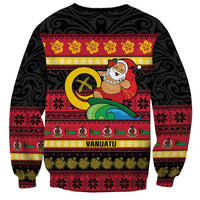 Vanuatu Christmas Sweatshirt Joyeux Noel Surfing Santa With Boar Tusk LT14 - Polynesian Pride