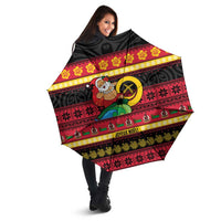 Vanuatu Christmas Umbrella Joyeux Noel Surfing Santa With Boar Tusk LT14 - Polynesian Pride