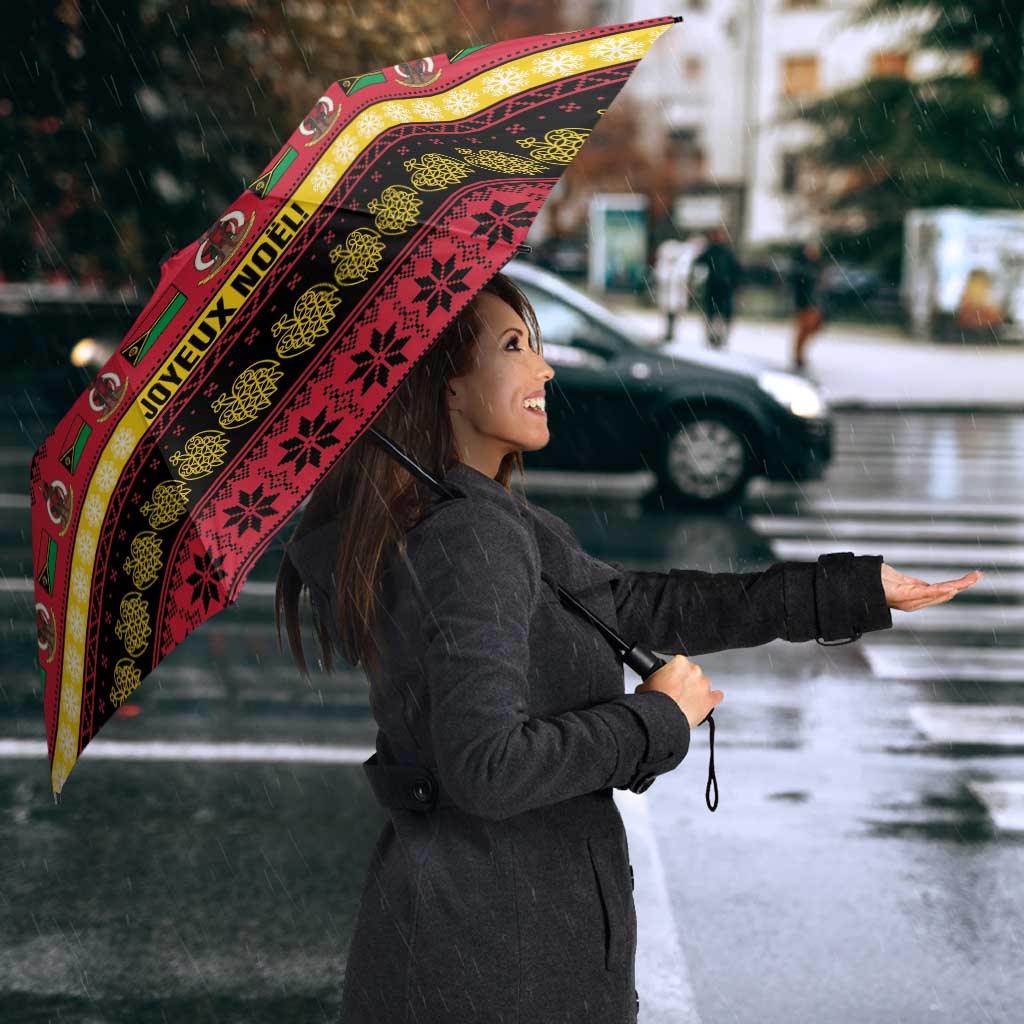 Vanuatu Christmas Umbrella Joyeux Noel Surfing Santa With Boar Tusk LT14 - Polynesian Pride