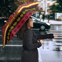 Vanuatu Christmas Umbrella Joyeux Noel Surfing Santa With Boar Tusk LT14 - Polynesian Pride