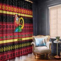 Vanuatu Christmas Window Curtain Joyeux Noel Surfing Santa With Boar Tusk LT14 - Polynesian Pride