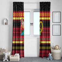 Vanuatu Christmas Window Curtain Joyeux Noel Surfing Santa With Boar Tusk LT14 - Polynesian Pride