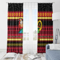 Vanuatu Christmas Window Curtain Joyeux Noel Surfing Santa With Boar Tusk LT14 - Polynesian Pride