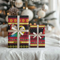 Vanuatu Christmas Wrapping Paper Joyeux Noel Surfing Santa With Boar Tusk LT14 - Polynesian Pride