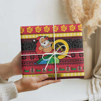 Vanuatu Christmas Wrapping Paper Joyeux Noel Surfing Santa With Boar Tusk LT14 - Polynesian Pride