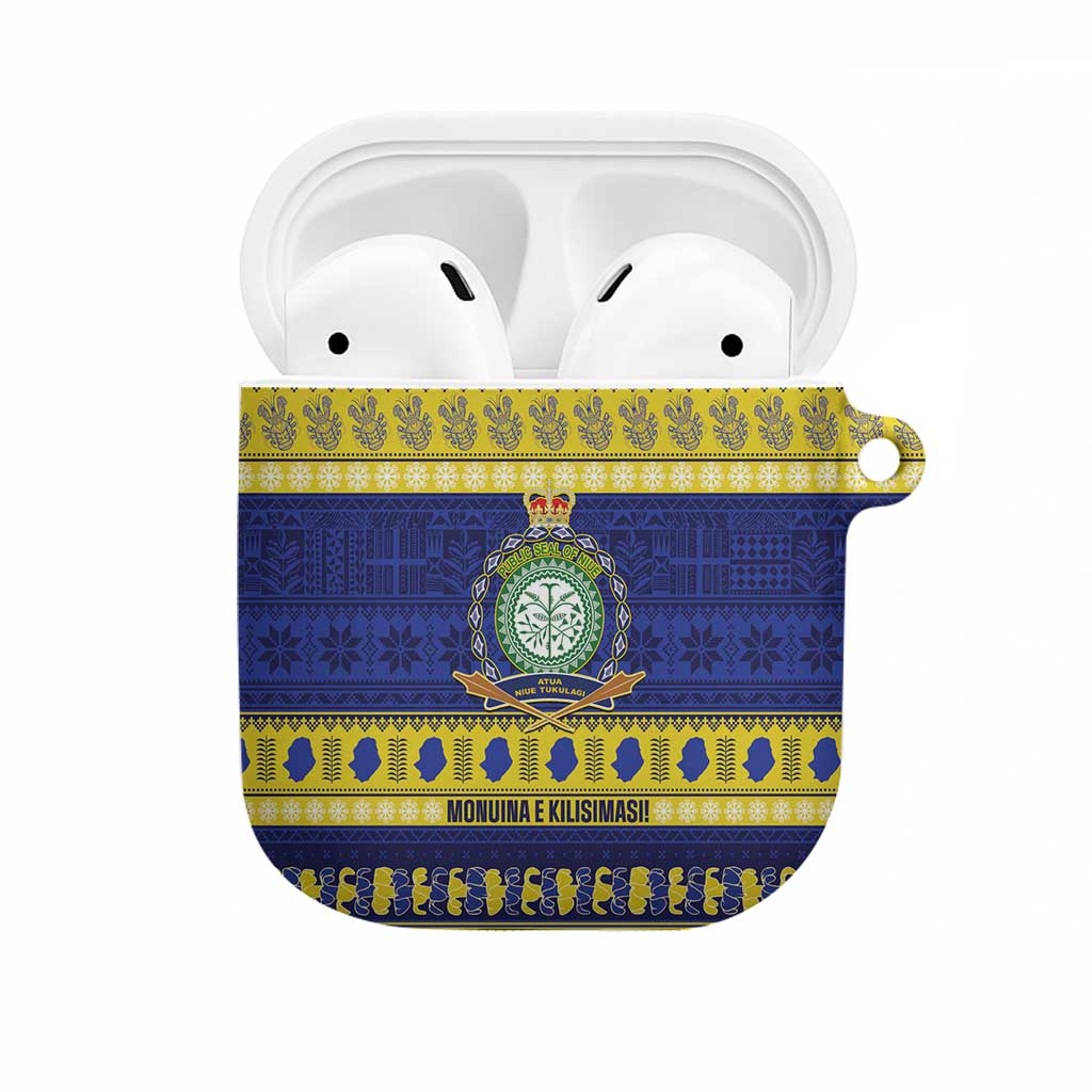 Niue Christmas AirPods Case Monuina e Kilisimasi Hiapo Motifs LT14 Blue - Polynesian Pride