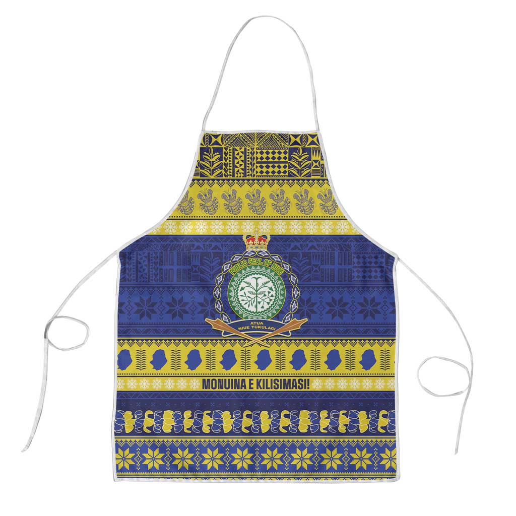 Niue Christmas Apron Monuina e Kilisimasi Hiapo Motifs LT14 Blue - Polynesian Pride