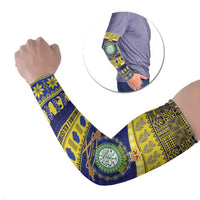 Niue Christmas Arm Sleeves Monuina e Kilisimasi Hiapo Motifs LT14 Set of 2 Blue - Polynesian Pride