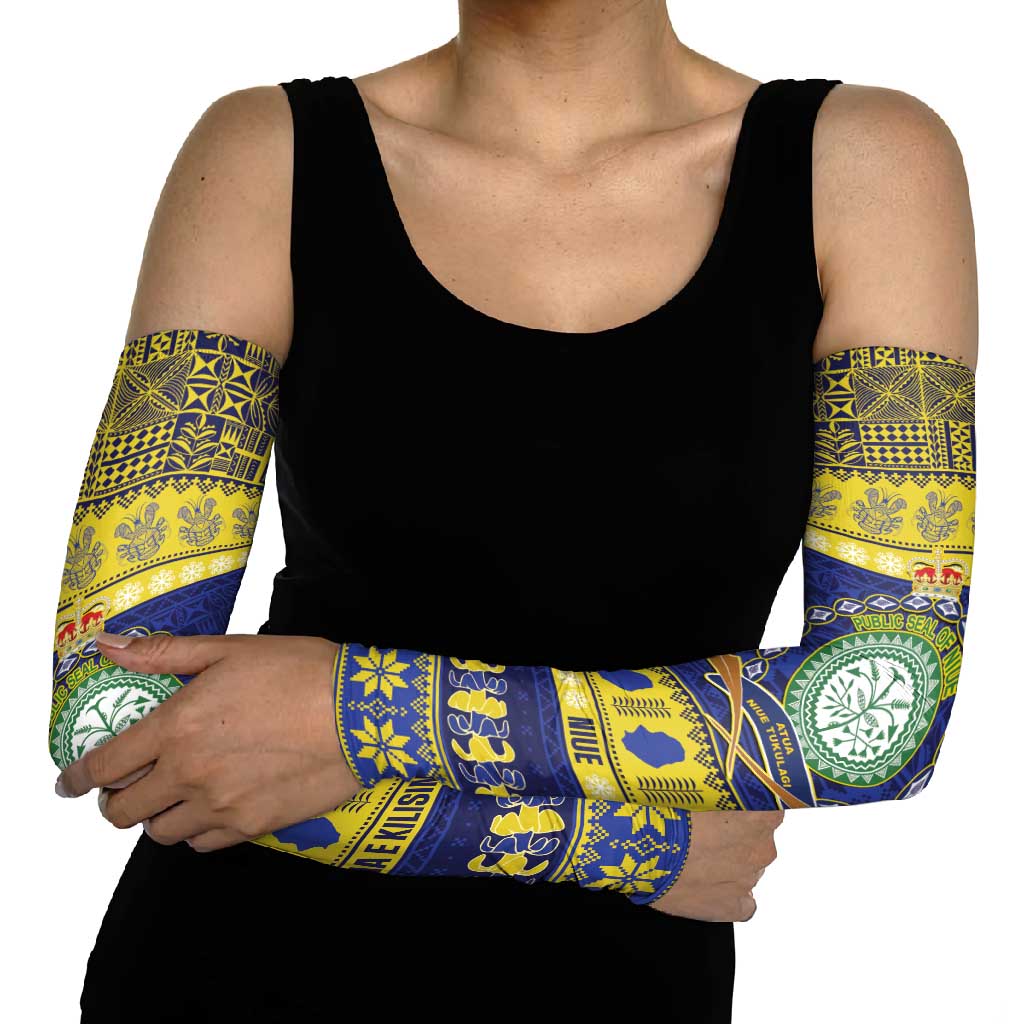 Niue Christmas Arm Sleeves Monuina e Kilisimasi Hiapo Motifs LT14 - Polynesian Pride