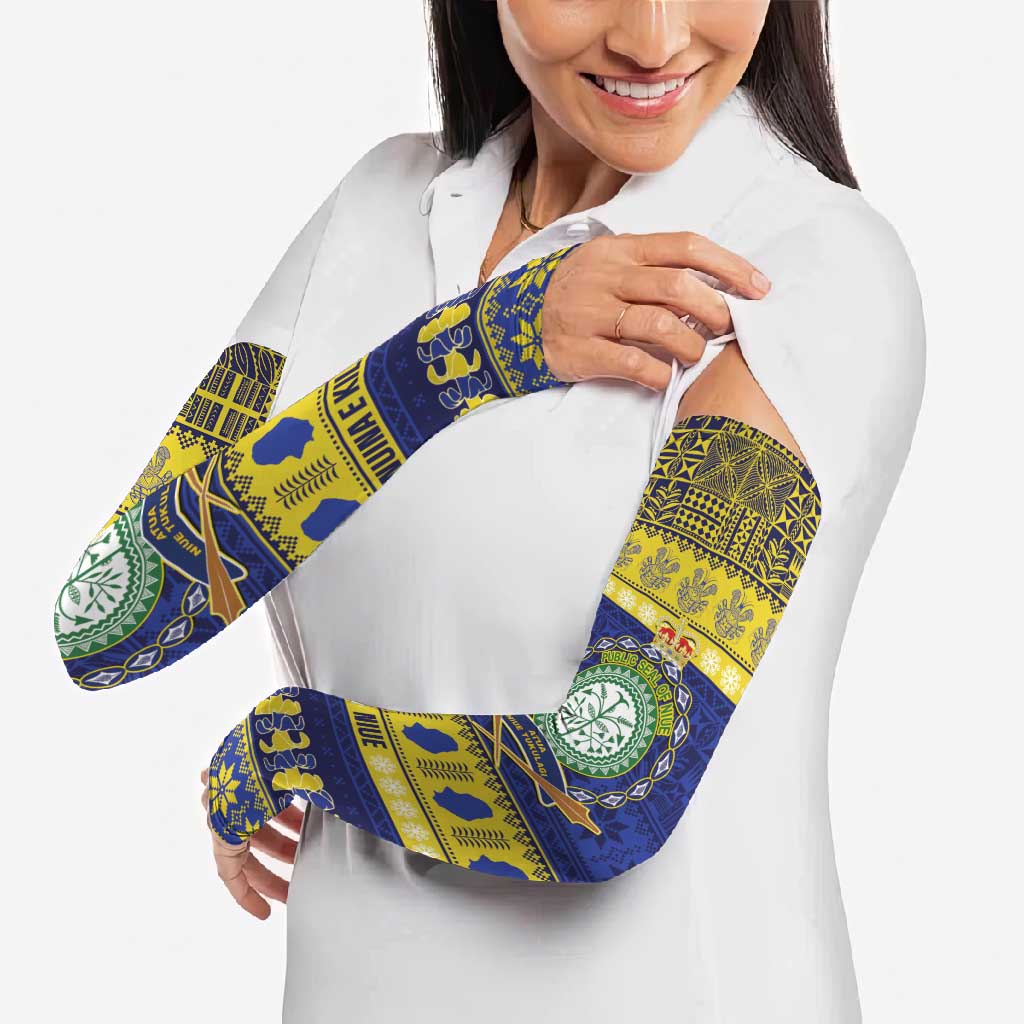 Niue Christmas Arm Sleeves Monuina e Kilisimasi Hiapo Motifs LT14 - Polynesian Pride